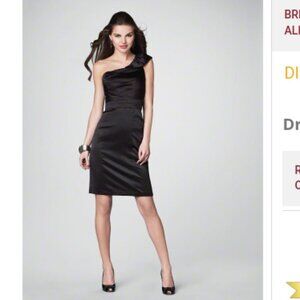 Alfred Angelo Black Satin One Shoulder Sleeve Cocktail Dress